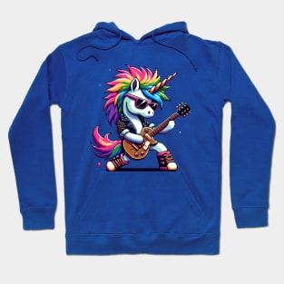 Pixel Rock Unicorn - Punk Style Electric Guitarist Hoodie